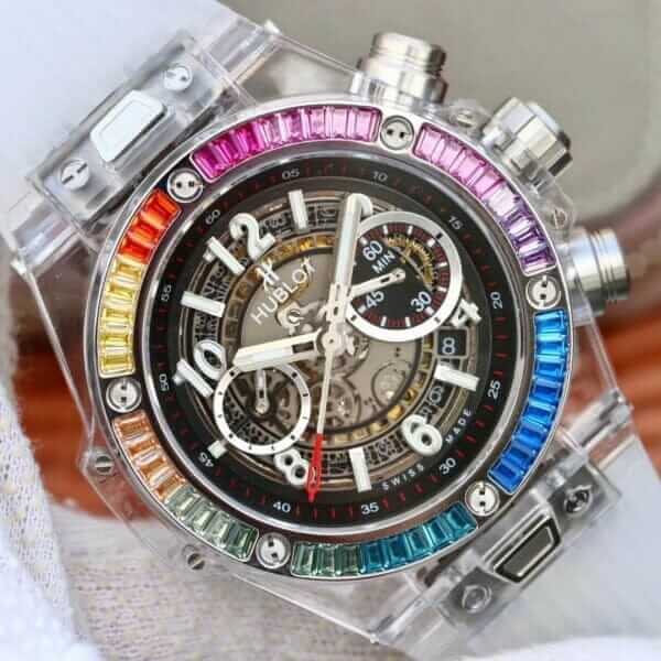 Hublot Rainbow Black Replica 5 Hublot Big Bang Rainbow Bezel Black Dial Replica on the hand