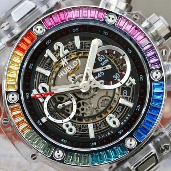 Hublot Rainbow Black Replica 4 Hublot Big Bang Rainbow Bezel Black Dial Replica close front view