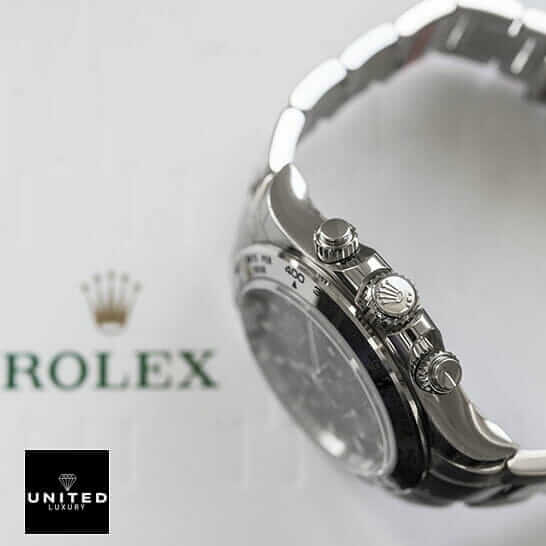 Daytona White Gold Blue Dial Replica 6 Rolex Daytona 116509 S.Steel Button & Crown Pusher Replica on the Rolex Box