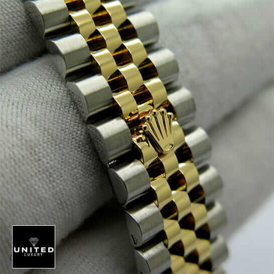 Datejust Green Jubilee Replica 5 Rolex 278273 Steel Gold Jubilee Bracelet Replica bracelet on the rolex logo