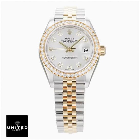 Rolex 279383RBR Replica 6 Rolex Datejust Diamond White Dial Replica White background