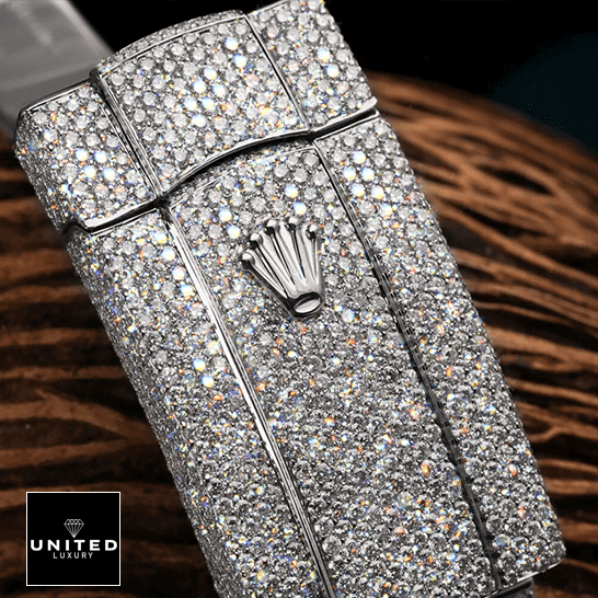 Rolex Datejust 116300 White Gold Diamond Arabic Dial Iced Out Replica 7 Rolex Datejust 116300 Iced Out Fold Clasp on the Rolex Logo Replica