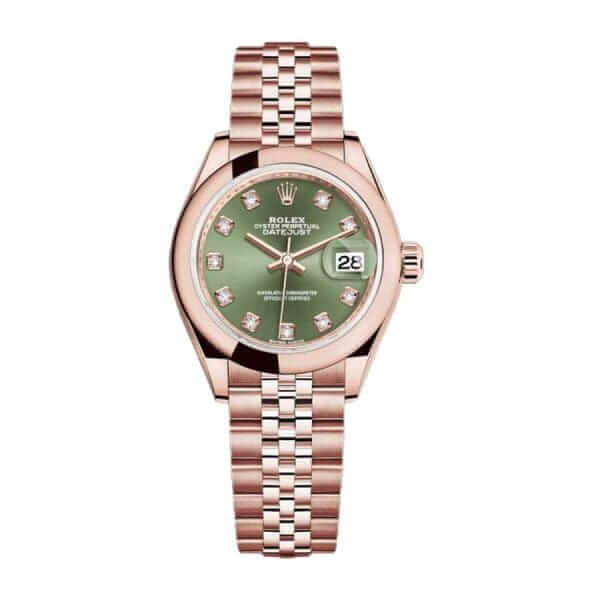 rolex-datejust-28mm-279165-everose-gold-automatic-green-with-diamond-dial-600x600