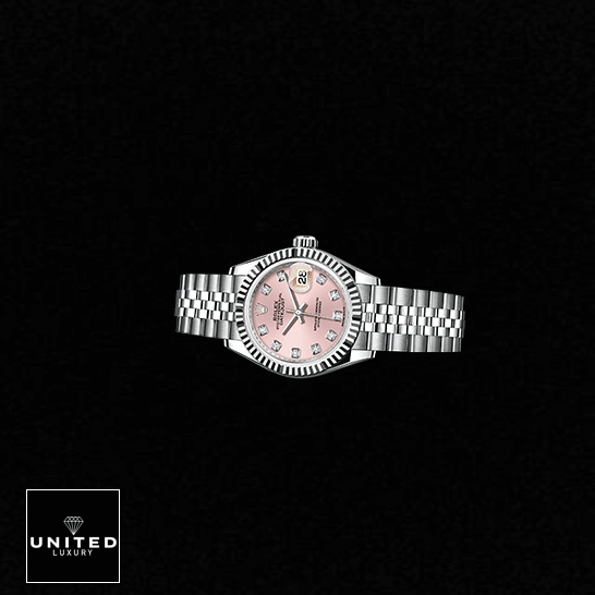 Pink Oyster Perpetual Replica 4 Rolex Datejust 279174 Pink Dial Jubilee Replica black background