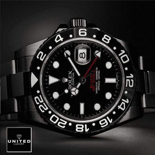 Rolex Blaken GMT-Master II Single Red Replica 5 Rolex Blaken GMT-Master II Black Bezel With White Numerial Replica