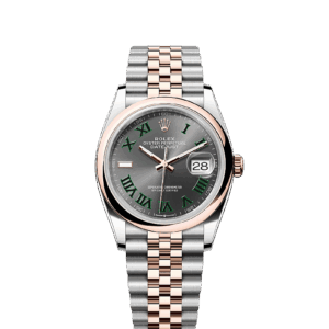 デイトジャスト 36, オイスター、36 mm、オイスタースチール＆エバーローズゴールド, ダイアル スレート, Rolex