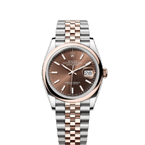 デイトジャスト 36, オイスター、36 mm、オイスタースチール＆エバーローズゴールド, ダイアル チョコレート, Rolex
