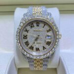 ROLEX DATEJUST 41MM YELLOW 18KT GOLD TWO-TONE VVS-1 ROMAN DIAL BUSTDOWN