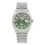 Rolex Datejust 36mm Green Palm Diamond Dial Steel Fluted Bezel - 126234