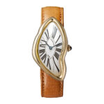 Cartier Crash Collection Yellow Gold Case White Dial Leather Strap Watch