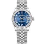 Datejust 31mm Jubilee Bracelet Oystersteel and White Gold with Bright Blue Dial Diamond-Set Bezel