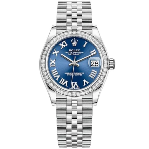 Datejust 31mm Jubilee Bracelet Oystersteel and White Gold with Bright Blue Dial Diamond-Set Bezel1